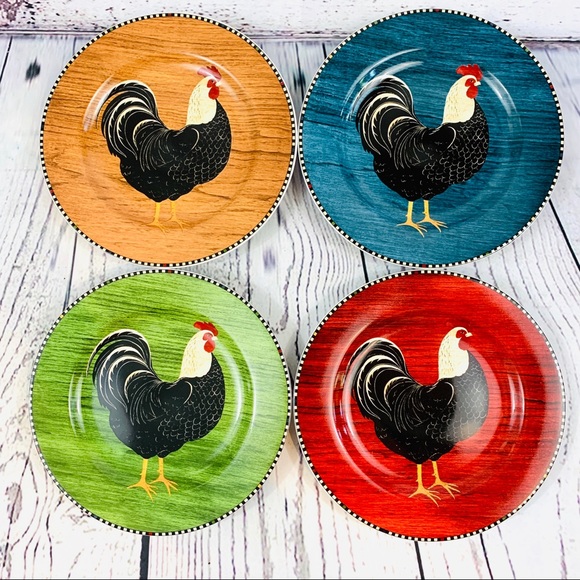 Sakura Other - Warren Kimble Roosters 8” salad plates